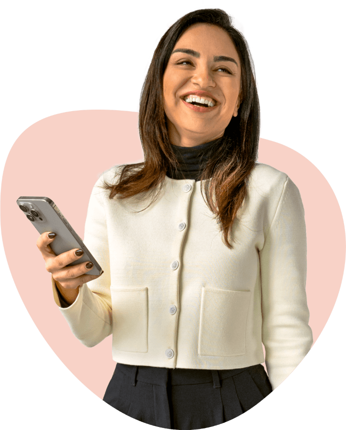 Professional woman holding phone